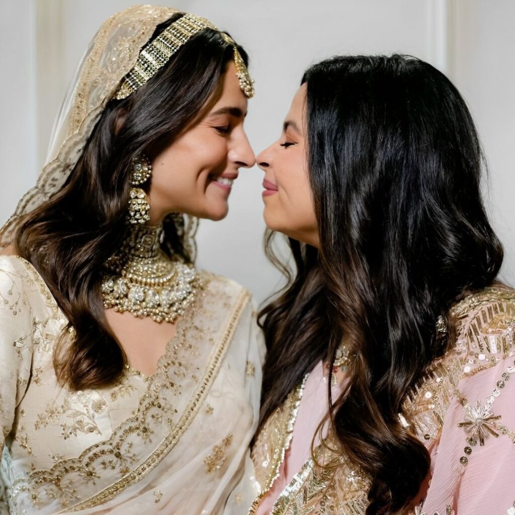 Alia bhatt wedding photo with his sister shaheen bhatt