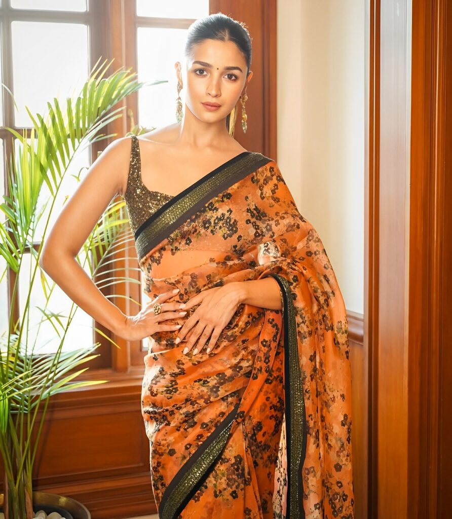 Alia Bhatt Looks Charming In Floral Saree By Sabyasachi