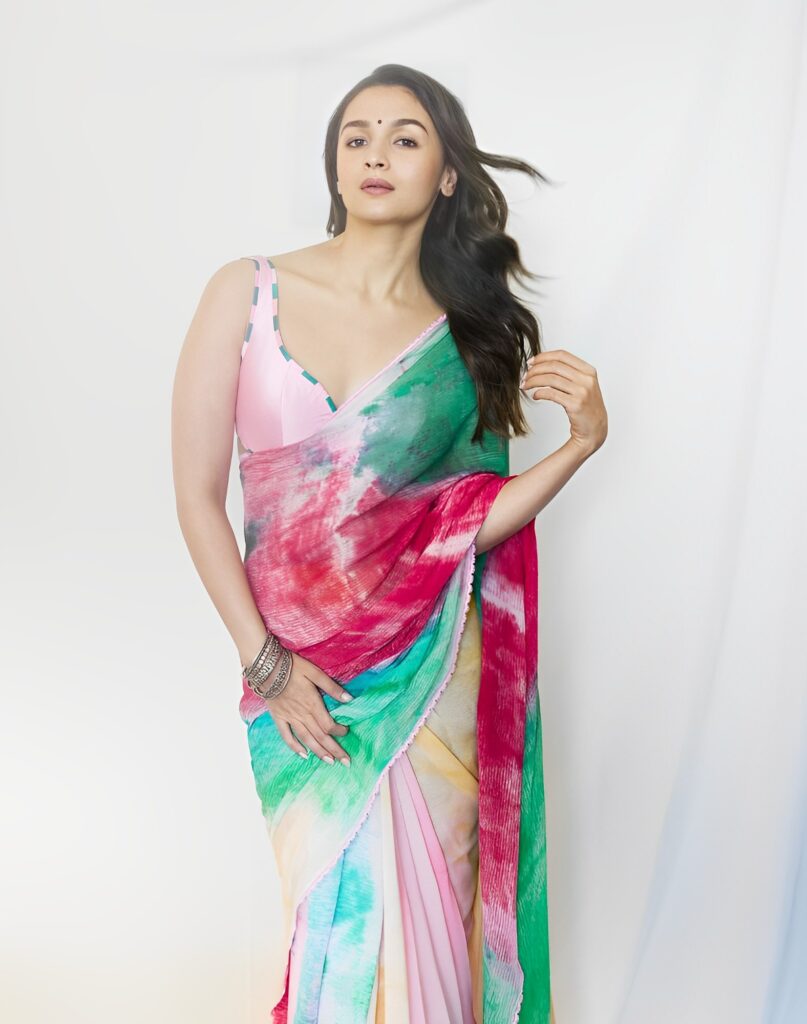 Alia BhattColorful Hand-Dyed Saree Photos