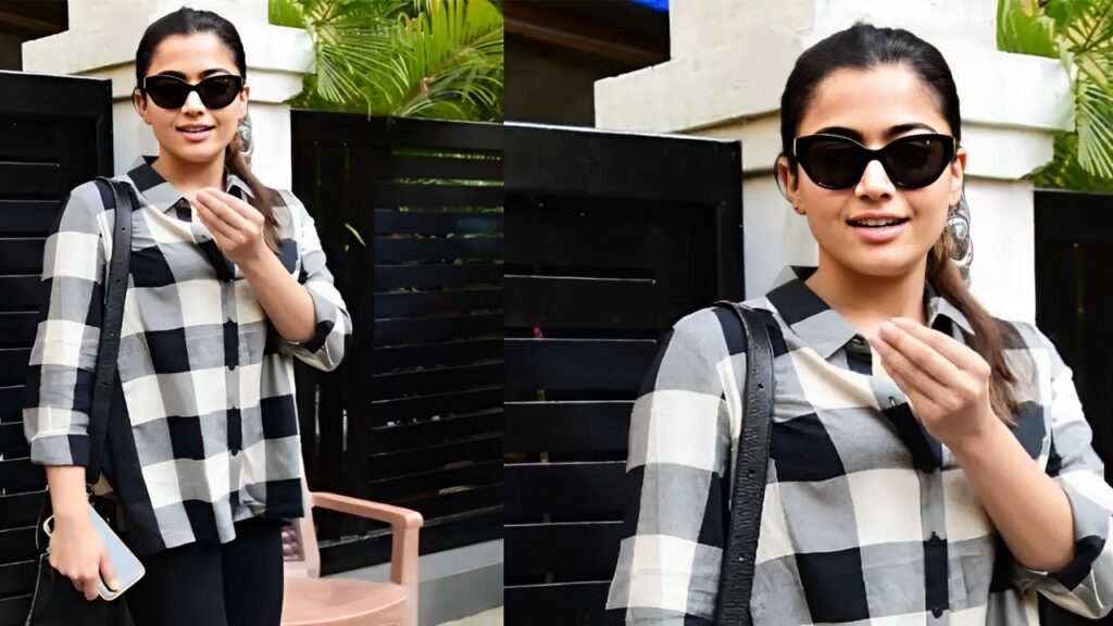 Rashmika Mandanna Wearing Checks Shirt Photos