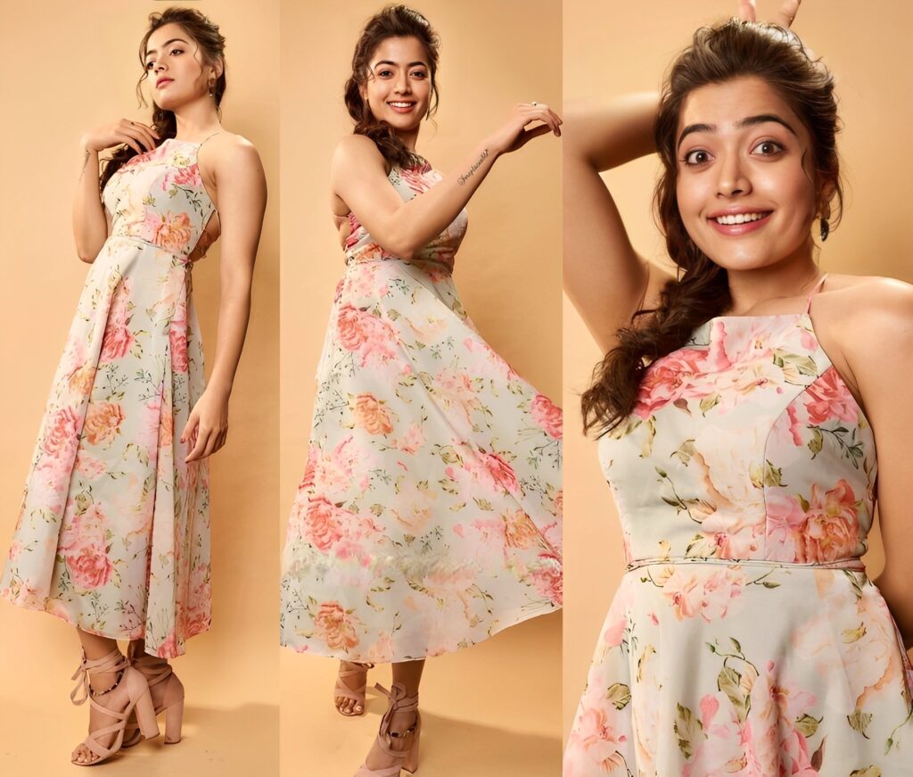 Rashmika mandanna floral dress