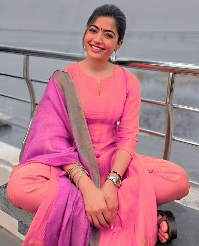 Rashmika mandanna pink Kurti photos