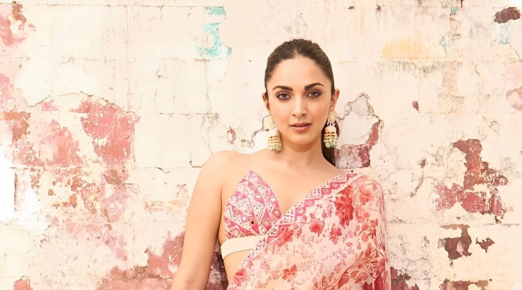 Kiara Advani Saree with Kudan Earrings