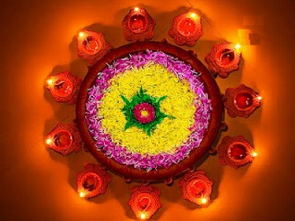 Deepawali Flower with Deepak Decoration