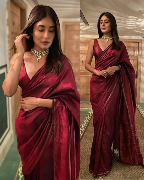 New bollywood saree fashion trends Plain Satin Silk Saree