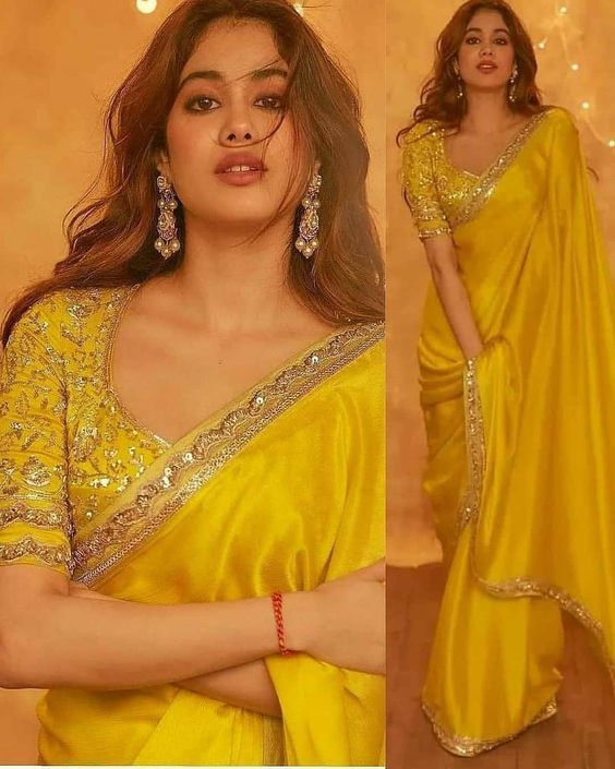 janhvi kapoor in yellow saree looking cool and beautiful