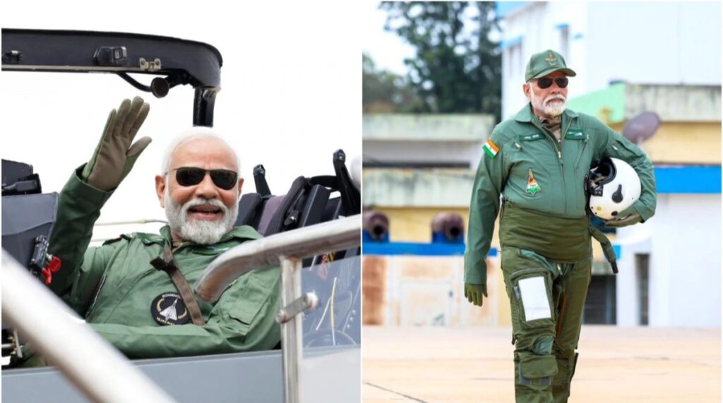 Modi in commander wing dress ready to fly